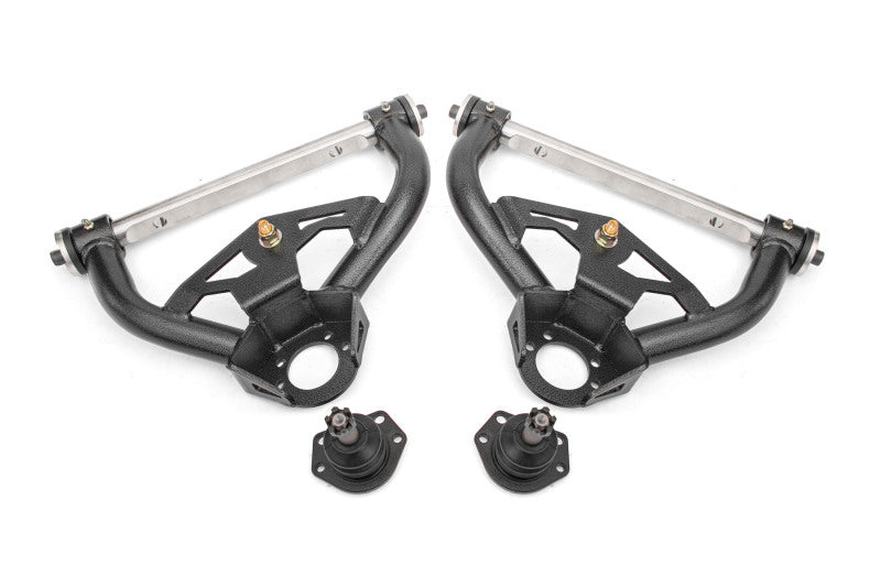 BMR 1978-1987 GM G-Body Non-Adjustable Upper A-Arms Delrin Std Ball Joint - Black Hammertone
