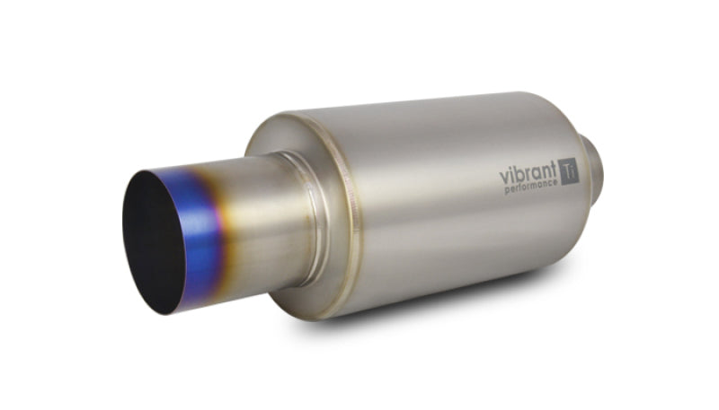 Vibrant Titanium Muffler w/Straight Cut Burnt Tip 3.5in Inlet/3.5in Outlet