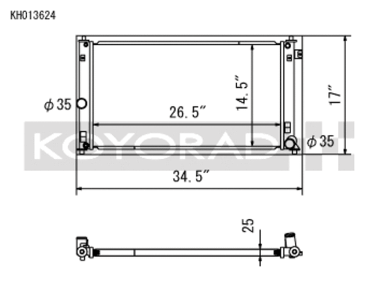 Koyo KH013624 for 2019 Toyota Corolla Hatchback 6MT and CVT (E210 Chassis) All Aluminum Radiator