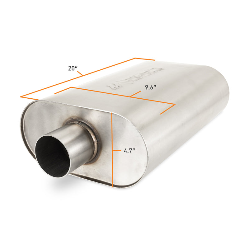 Mishimoto Universal Muffler with 2.5in Center Inlet/Outlet - Brushed - #MMEXH-MF-25CCBR