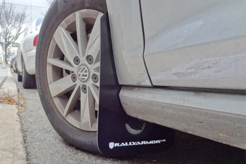 Rally Armor UR Mud Flaps - 2015-2018 Volkswagen GTI + 3 more fitments - Black/White Logo - #MF37-UR-BLK/WH