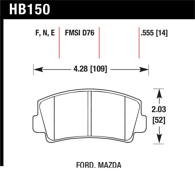 Hawk Performance HB150E.555 Blue 9012 Motorsport Brake Pads