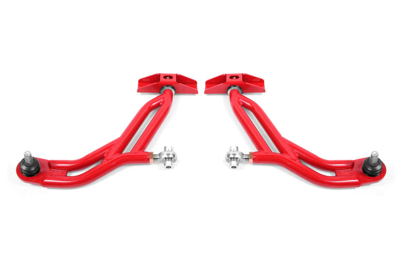BMR 2010-2014 Ford Mustang Adj. Lower A-Arms with Delrin/Rod End / 18mm Tall Ball Joint - Red