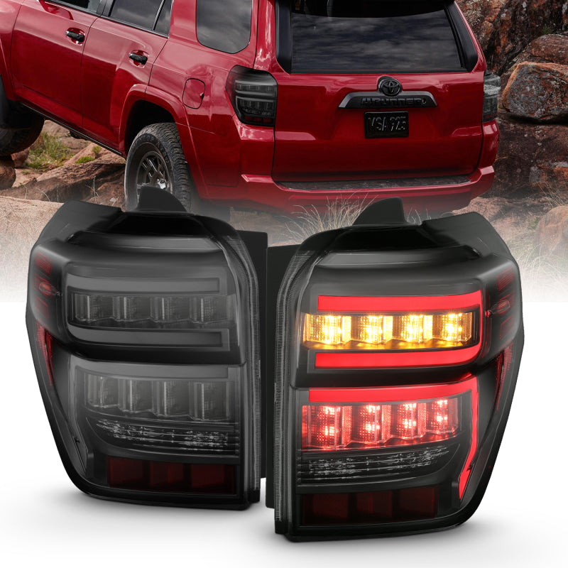 ANZO 2014-2023 Toyota 4Runner T.L Black Housing Smoke Lens Red Light Bar W/Sequential