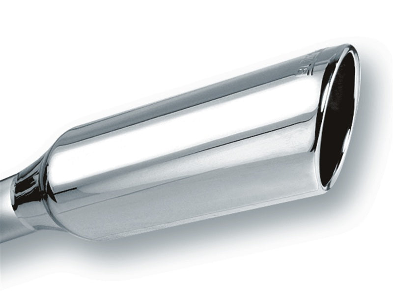 Borla 20245 2.25in Inlet 4in Round Rolled Angle Cut x 12in Long Embossed Exhaust Tip - #20245