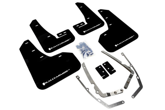 Rally Armor UR Mud Flaps - 2015-2018 Volkswagen GTI + 3 more fitments - Black/White Logo - #MF37-UR-BLK/WH