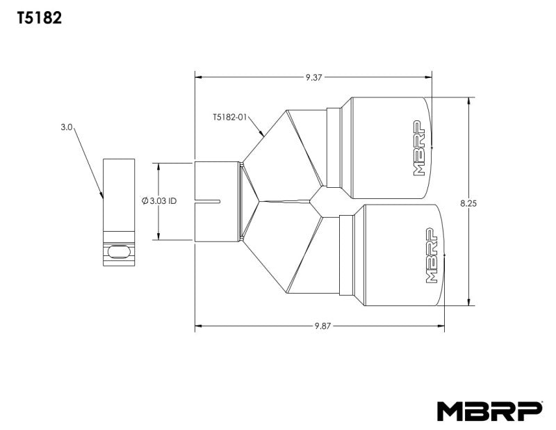 MBRP T5182 Passenger Side, Single Wall, T304 Stainless Steel