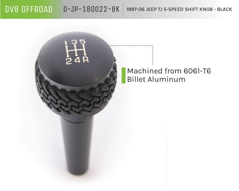 DV8 Offroad 1997-06 Jeep TJ 5-Speed Shift Knob And Lever Black - #D-JP-180022-BK