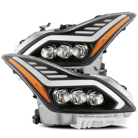 AlphaRex 881986 08-13 Infiniti G37 NOVA LED Projector Headlights Alpha Black w/Activation Light/Sequential Signal/Switch DRL