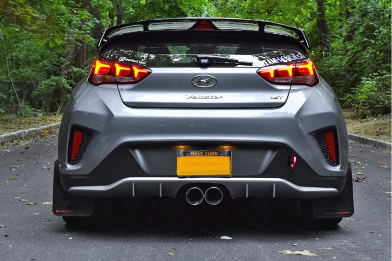 Rally Armor UR Mud Flaps - 2019-2021 Hyundai Veloster - Red/White Logo - #MF58-UR-RD/WH