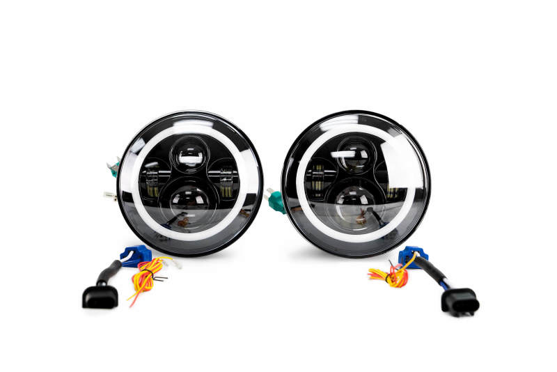 DV8 Offroad 07-18 Jeep Wrangler JK LED Projector Headlights w/ Angel Eyes - #HL7JK-02