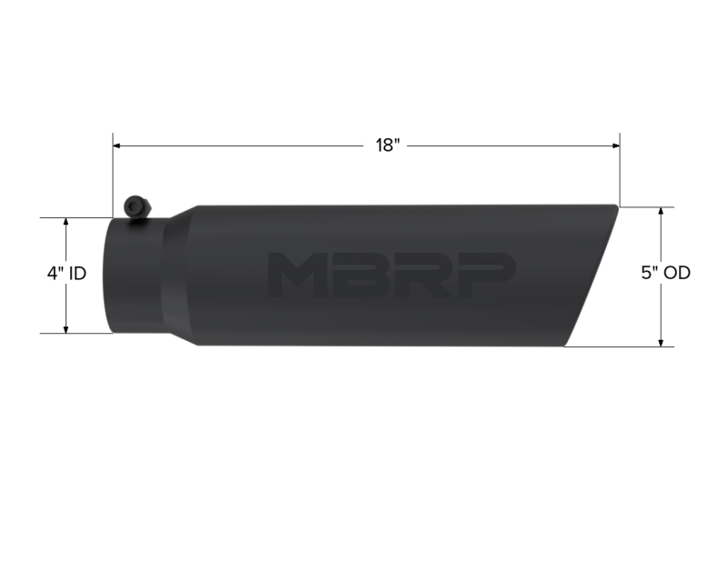 MBRP T5124BLK Black Finish 4in Inlet 18in Length 5in Outer Diameter Angled Rolle...