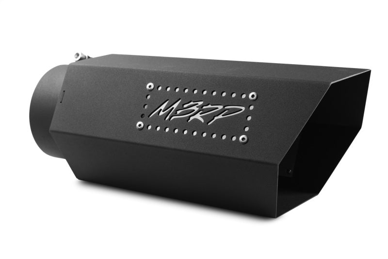 MBRP T5166BLK Black Series Exhaust Tip 5 in. Inlet 6 in. Outlet Diameter 16 in. Length w/Stainless Steel Logo Plate Stainless Steel Black Coated Black Series Exhaust Tip