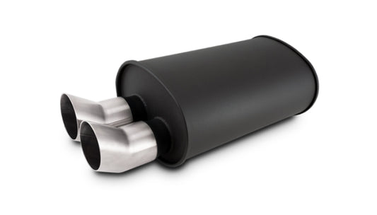 Vibrant Streetpower Flat Blk Muffler 9.5x6.75x15in Body 2.5in Inlet ID 12335