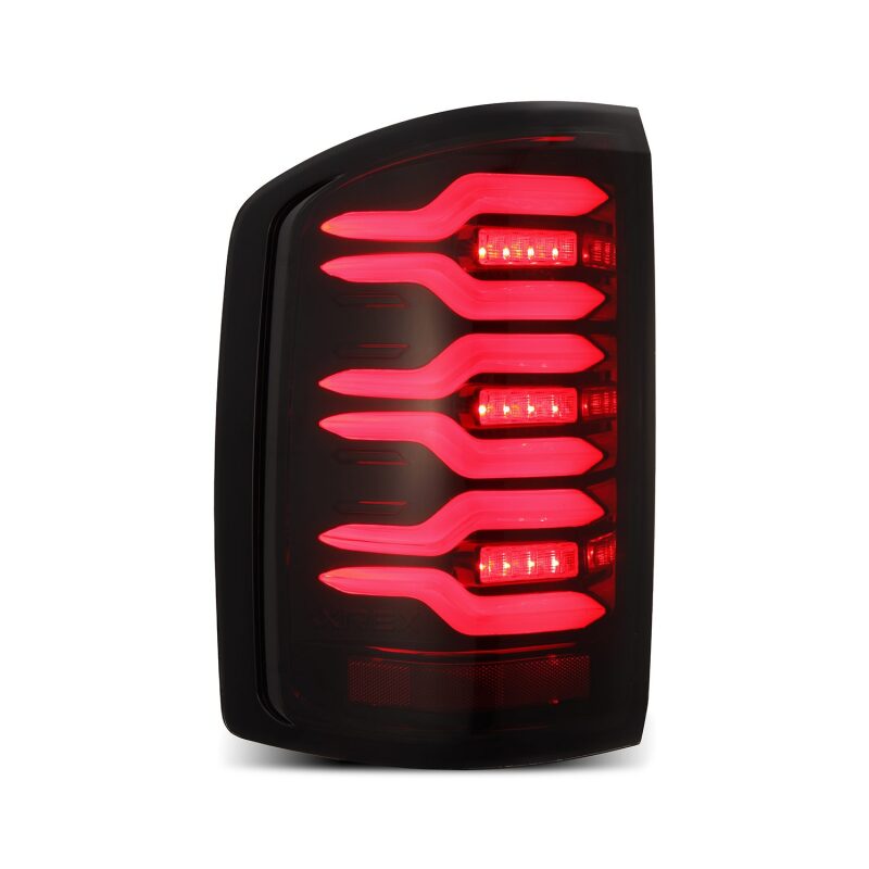 AlphaRex 630050 14-18 GMC Sierra 1500/2500 HD/3500 HD LUXX-Series LED Tail Lights Black/Red w/Activation Light Sequential Signal