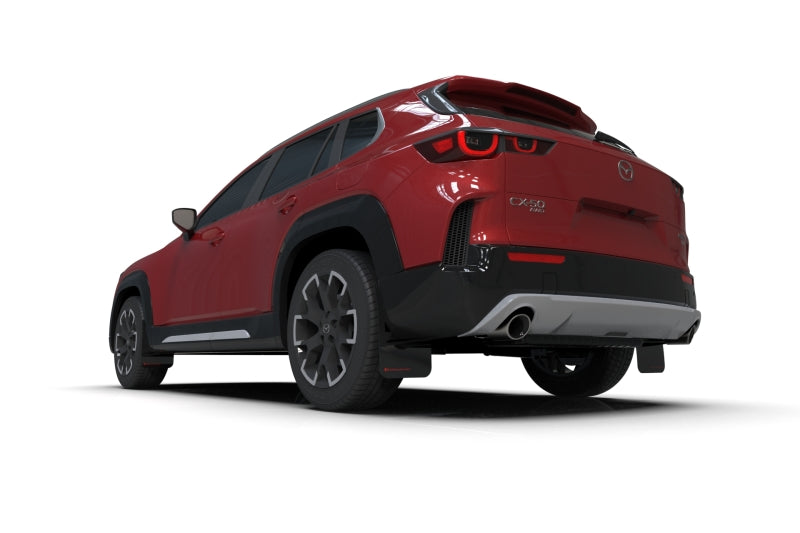 Rally Armor UR Mud Flaps - 2023-2025 Mazda CX-50 - Black/White Logo - #MF107-UR-BLK-WH