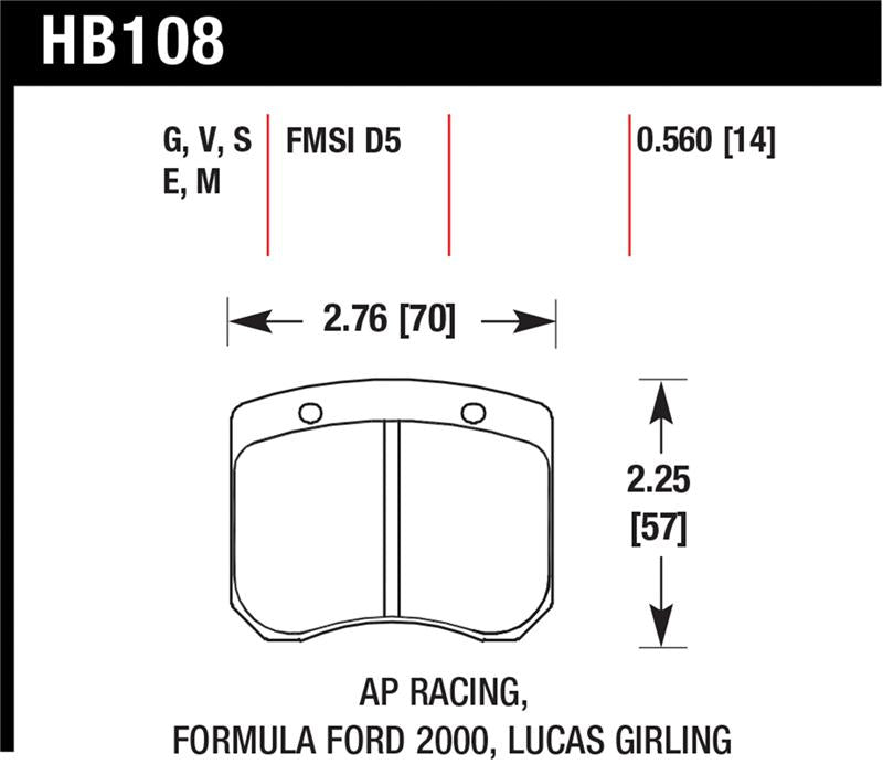 Hawk Performance HB108E.560 Blue 9012 Motorsport Brake Pads