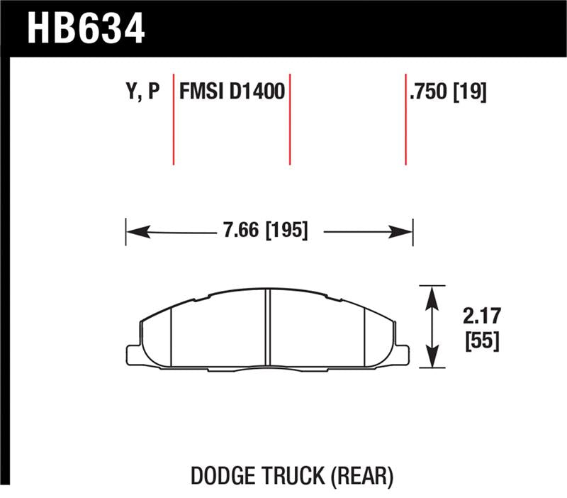 Hawk Performance HB634Y.750 LTS Light Truck and SUV Street Brake Pads