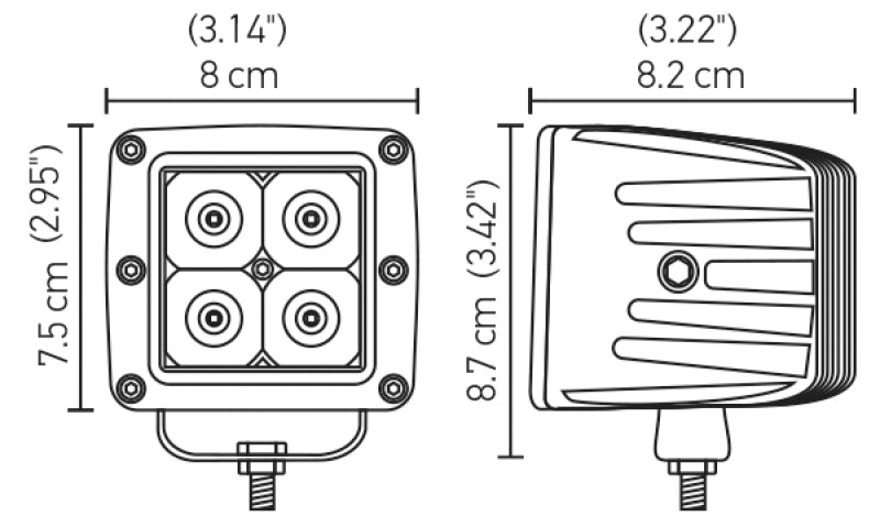 HELLA 357204821 ValueFit Cube 4 LED Off Road Kit 3.1in 2x12W