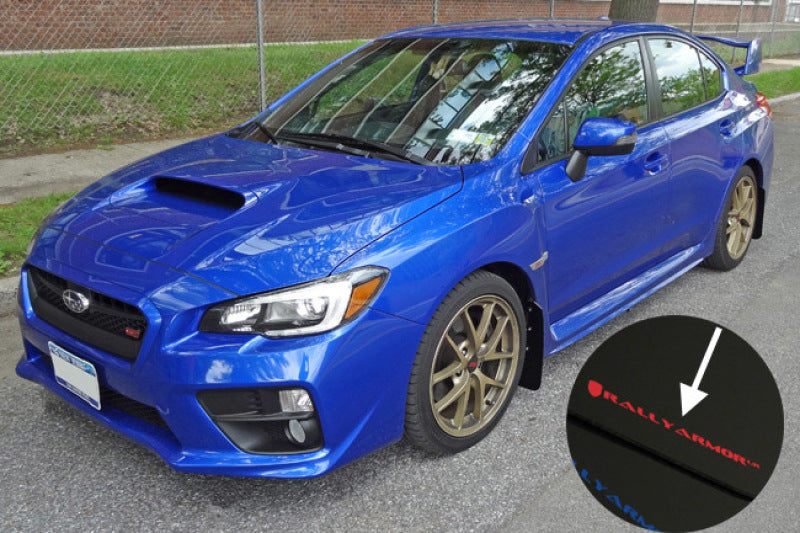 Rally Armor UR Mud Flaps - 2015-2021 Subaru WRX / WRX STI - White/Black Logo - #MF32-UR-WH/BLK
