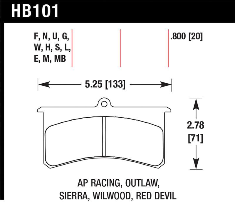 Hawk Performance HB101U.800 DTC-70 Motorsport Brake Pads