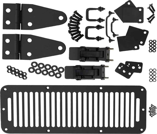 Kentrol 50570 Hood Kit with TJ Style Catch for 1978-1995 Jeep CJ Wrangler YJ - Powdercoat Black