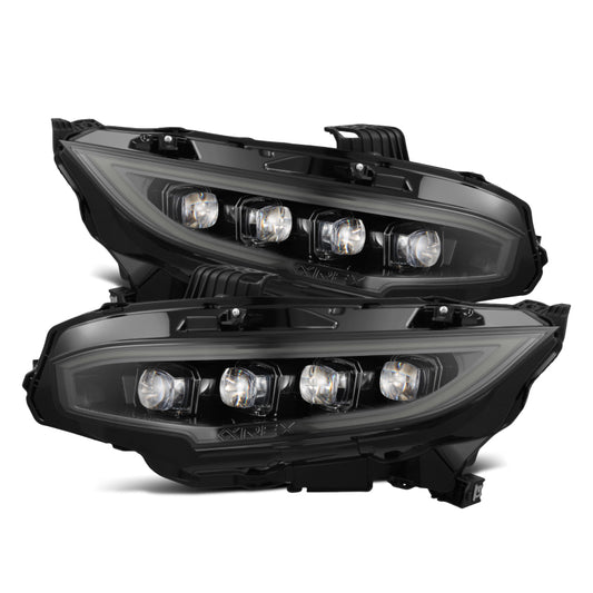 AlphaRex 880492 16-21 Honda Civic NOVA-Series LED Projector Headlights Alpha-Black w/Activation Light & Sequential.Signal / Switchback DRL