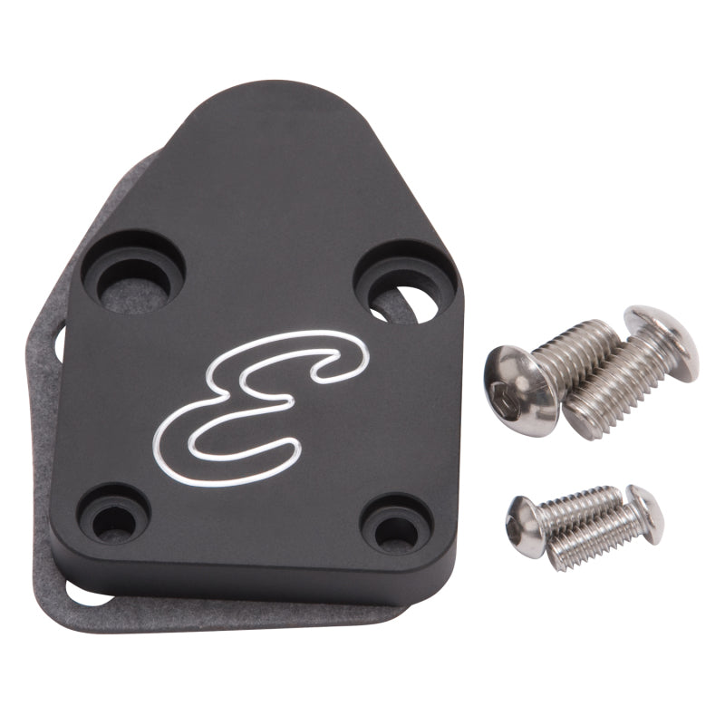 Edelbrock 4020 Fuel Pump Block-Off Plate SBC Billet Aluminum