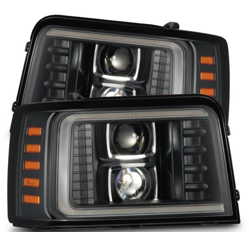 AlphaRex 880268 92-96 Ford F-Series/Bronco LUXX-Series Projector Headlights Black w/Activation Light Sequential Signal & Switchback DRL