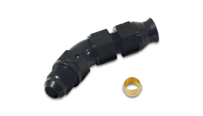 Vibrant 45 Degree 5/16in Tube to Male -6AN Flare Adapter w/Olive Inserts