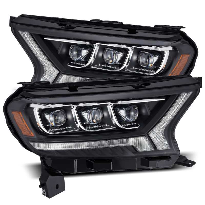 AlphaRex 880124 19-21 Ford Ranger NOVA LED Projector Headlights Plank Style Black with Activation Light/Sequential Signal/DRL