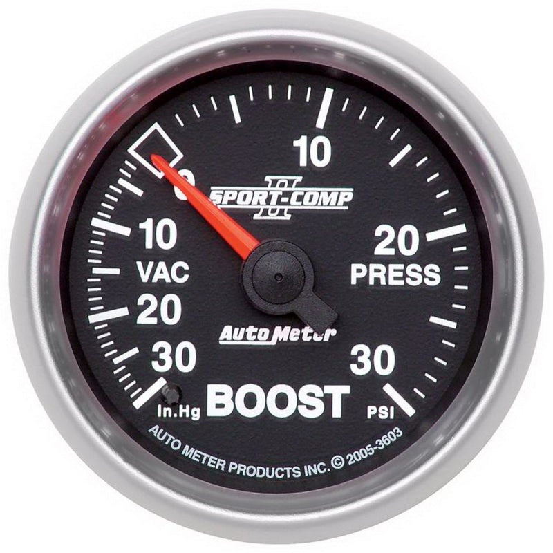 AutoMeter 3603 Sport-Comp II 52mm 30 PSI Mechanical Boost Vacuum Gauge