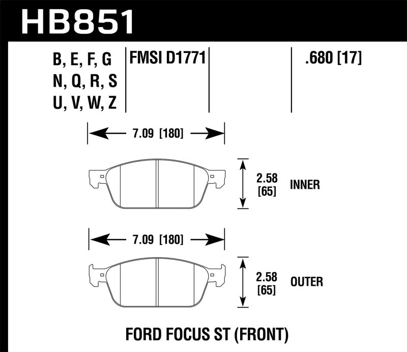 Hawk Performance HB851N.680 HP Plus Crossover Street/Motorsport Brake Pads