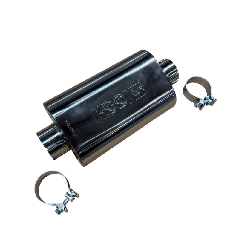 Kooks KO300-12-CI 3in Oval Clamp In Center/Center Muffler 12in Long Body Polished Stainless Steel