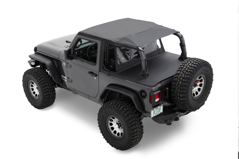 Bestop 18-23 Jeep Wrangler JL 2-Door Header Safari Cable Style Bikini (Black Diamond)