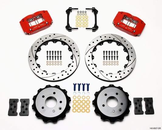 Wilwood Dynapro Radial Rear Kit 13.00in Drilled Red Nissan 350Z/Fiti G35 - #140-9507-DR