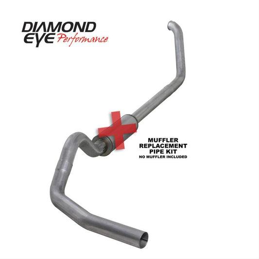 Diamond Eye K4319A-RP 4in Turbo-Back Exhaust Muffler Replacement Pipe - 2000-2003 Ford F-250/F-350 | Aluminized