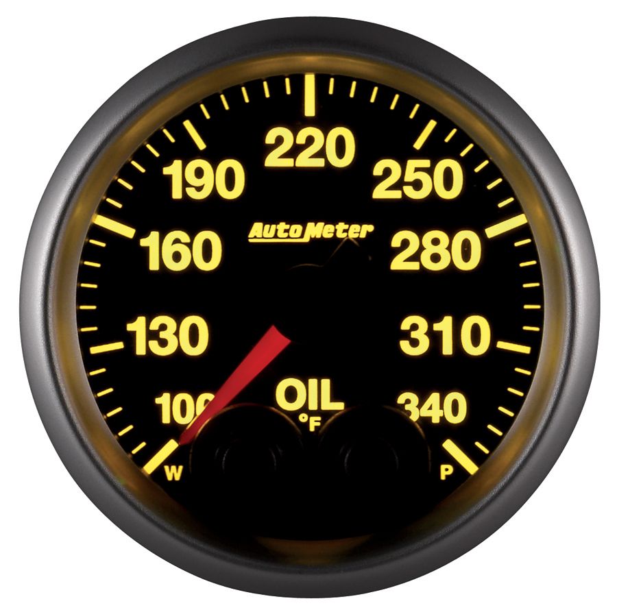 AutoMeter 5640 Elite 52mm 100-340 Degrees F Oil Temperature Gauge with Peak & Warn