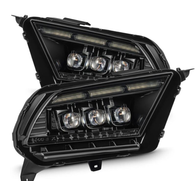AlphaRex 880490 10-12 Ford Mustang NOVA-Series LED Projector Headlights Alpha-Black with Activation Lght & Sequential Signal Switchback DBL
