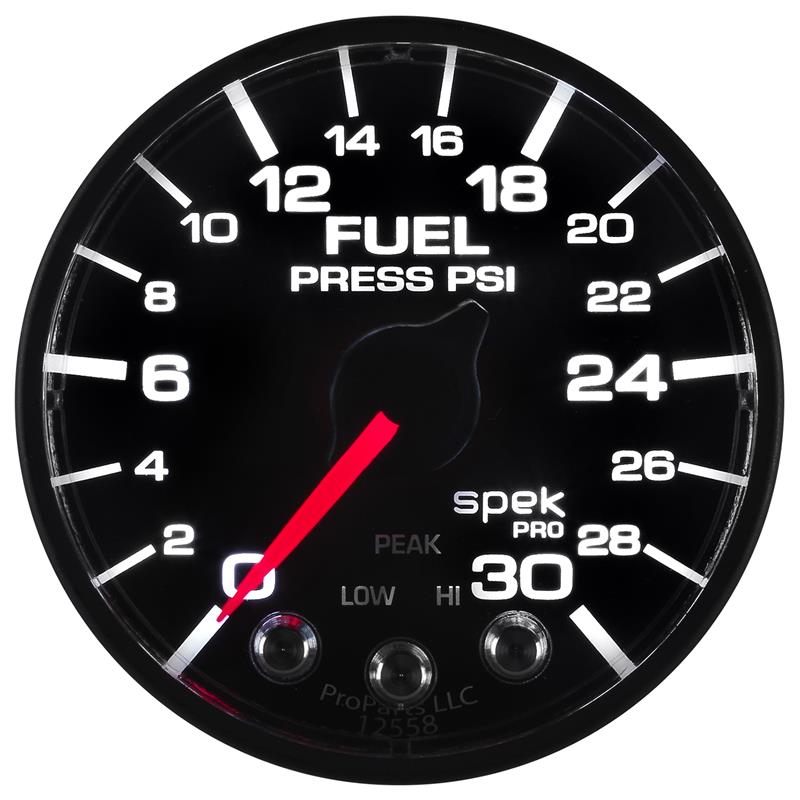 AutoMeter P316328 Spek-Pro 2-1/16in 30 PSI Fuel Pressure Gauge Stepper Black/Black