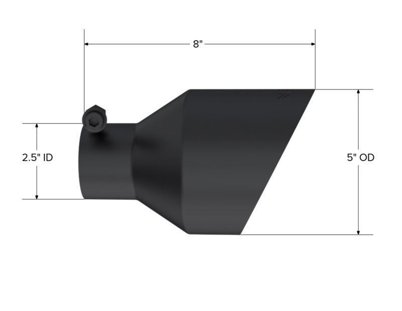 MBRP Black-Coated Tip 2.5in ID, 5in OD Out, 8in Length, Dual-Wall