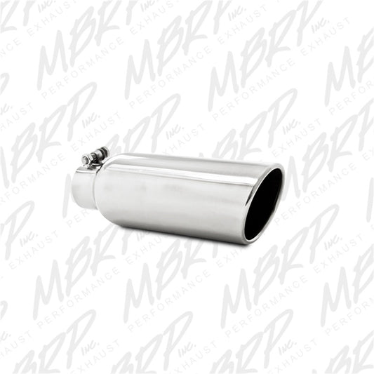 MBRP T5150 Exhaust Tip - 4" OD; Angled Rolled End; 2.5" inlet; 12" length | T304 Stainless