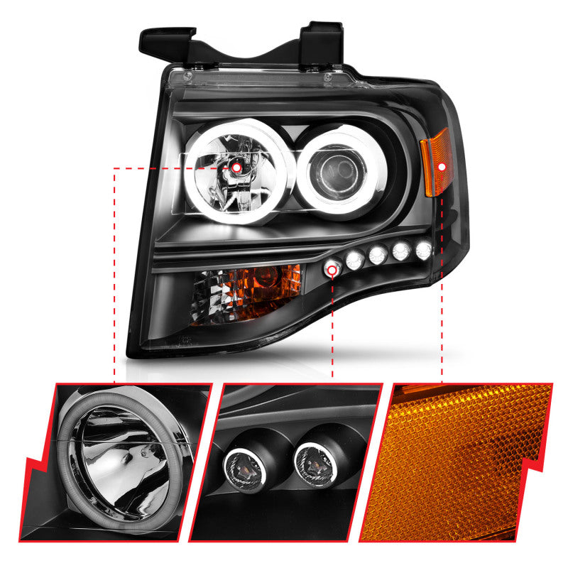 ANZO 2007-2014 Ford Expedition LED Projector Headlights