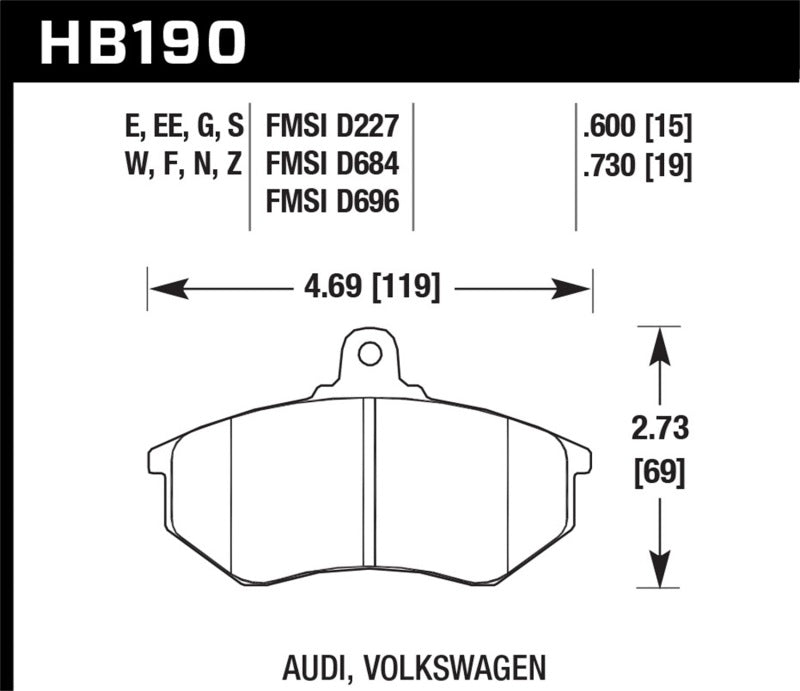 Hawk Performance HB190D.600 ER-1 Motorsport Brake Pads