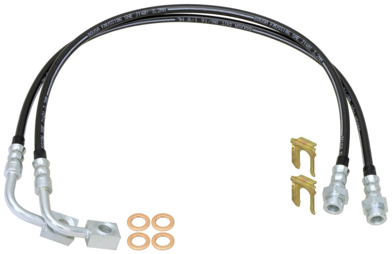 RockJock JK Rear Braided Brake Hose Kit (25.5in Long)
