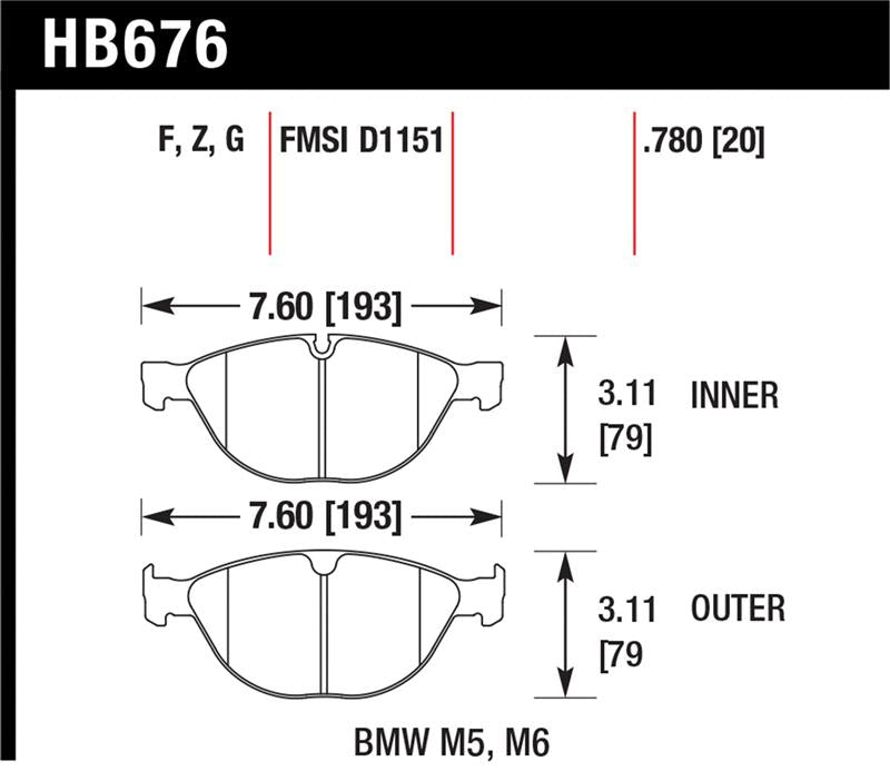 Hawk Performance HB676F.780 HPS Performance Street Brake Pads