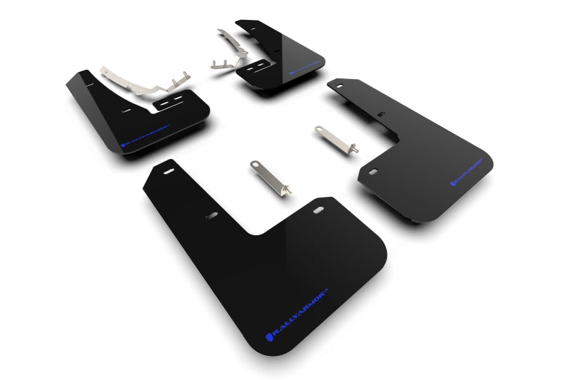 Rally Armor UR Mud Flaps - 2022-2025 Volkswagen GTI / Golf R - Black/Blue Logo - #MF80-UR-BLK/BL