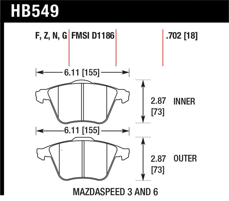Hawk Performance HB549G.702 DTC-60 Motorsport Brake Pads