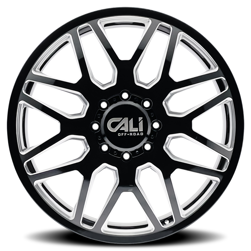 Cali Off-Road Invader Dually Front 24x8.25 8x200 115mm Gloss Black Milled Wheel 9115D-24877BMF115