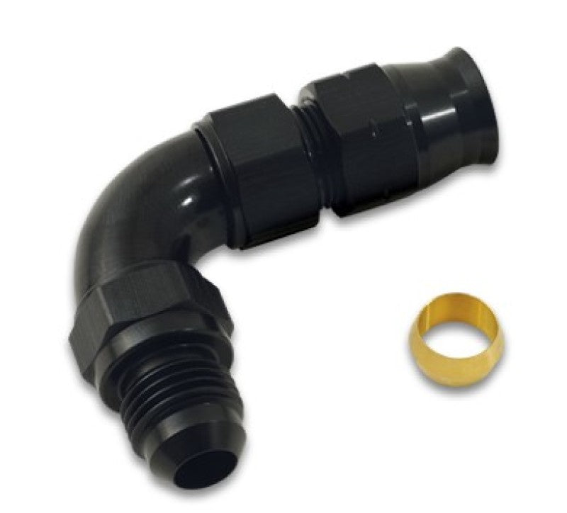 Vibrant 90 Degree 1/2in Tube to Male -8AN Flare Adapter w/Olive Inserts